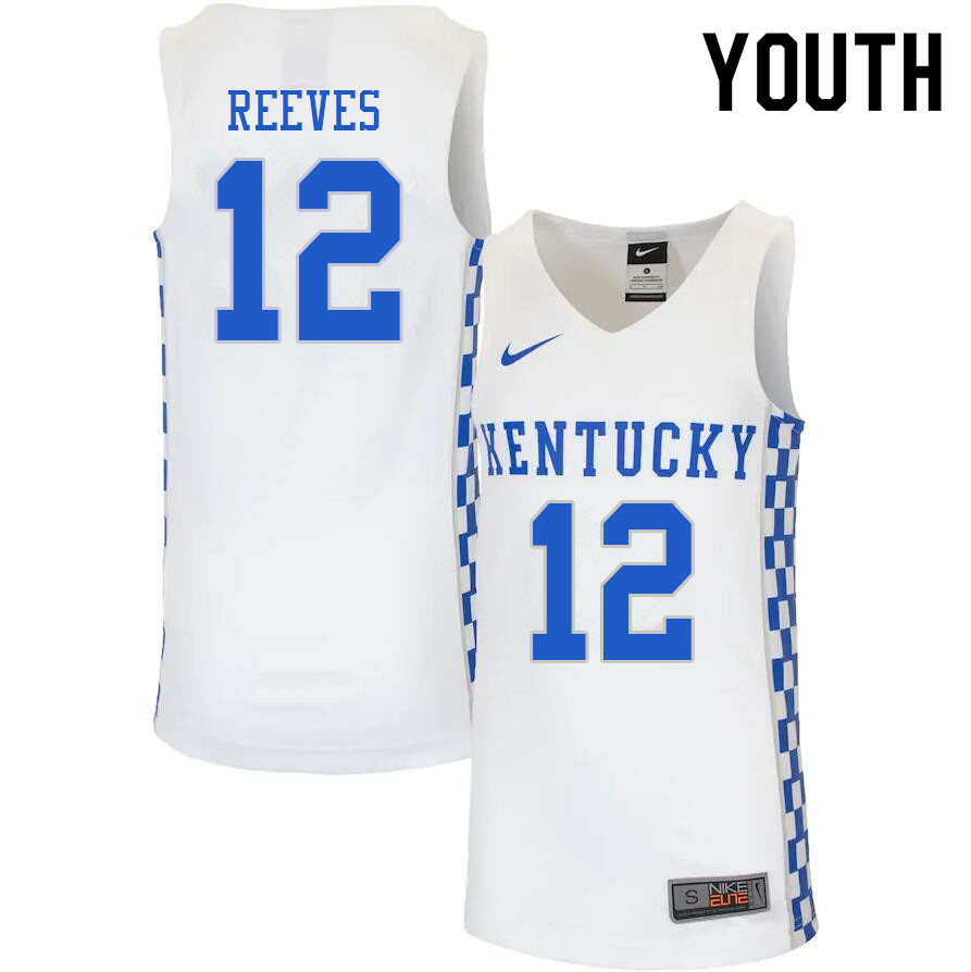 Youth #12 Antonio Reeves Kentucky Wildcats College Basketball Jerseys Sale-White